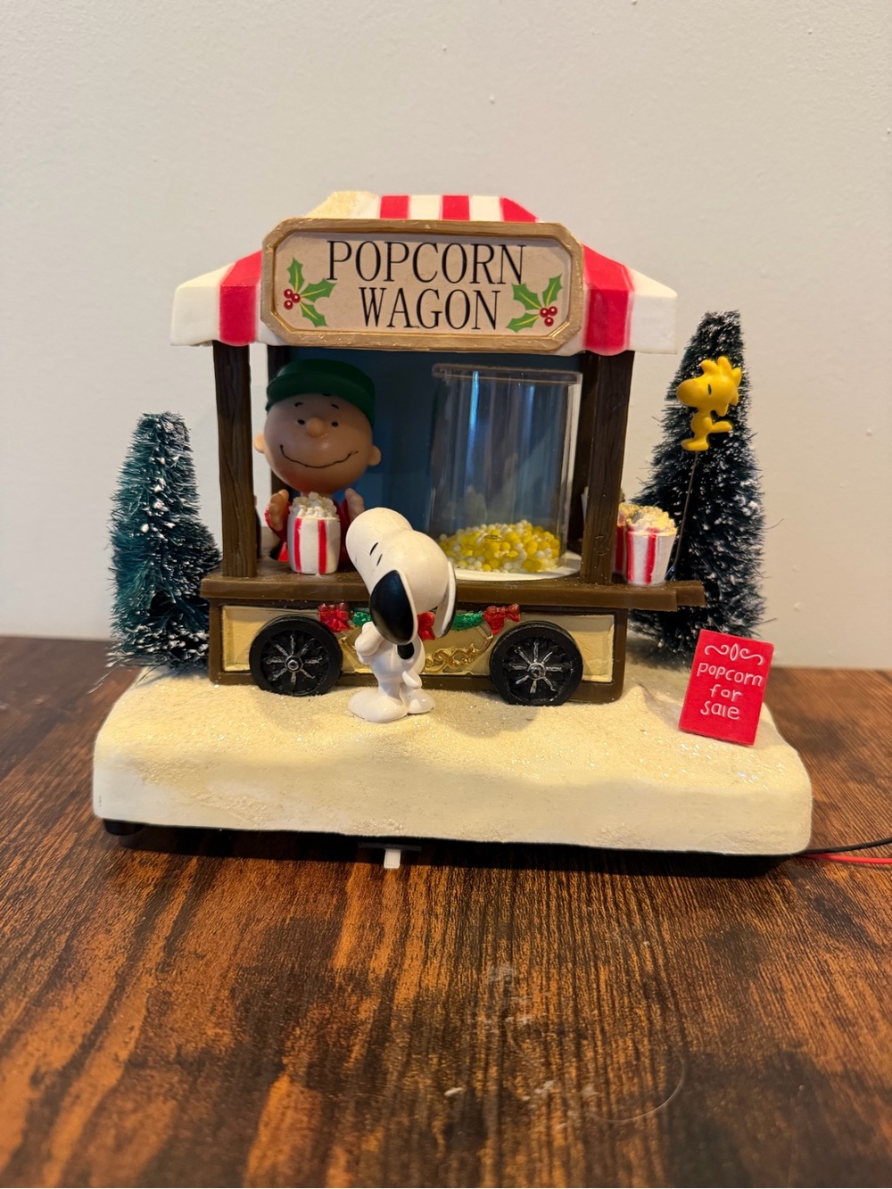 Peanuts Holiday Popcorn Wagon Figurine